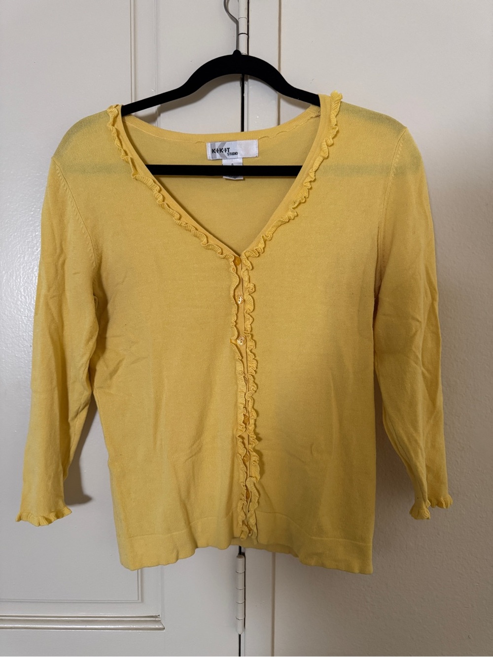 Yellow Cardigan with Ruffle Details